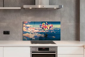 Szklany Panel Balony na Niebie pełnym Chmur