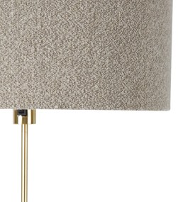 Lampa podłogowa regulowana złota z abażurem boucle taupe 50 cm - ParteDesignerski Oswietlenie wewnetrzne