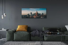 Zdjęcie na płótnie Wieżowce Warszawy o Wschodzie Słońca