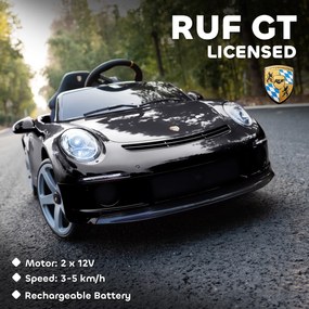 AIYAPLAY Elektryczny samochód dla dzieci 12V z pilotem, muzyką i pasem bezpieczeństwa — czarny