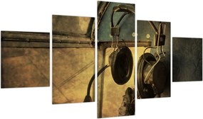 Obraz - Słuchawki lotnicze w stylu vintage (125x70 cm)