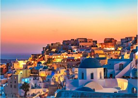Obraz - Santorini o zmierzchu (70x50 cm)