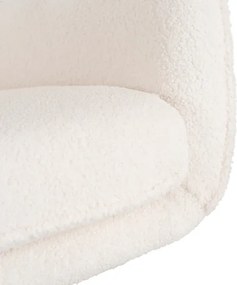 Fotel Bujany Uszak JACKSON Kremowy Boucle/Dąb Skandynawski