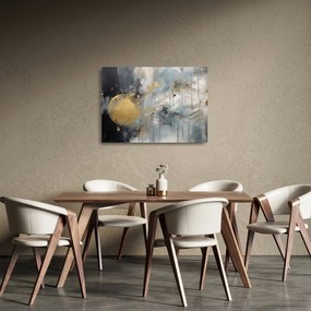Obraz na szkle - Abstrakcja ze złotą kulą (70x50 cm)