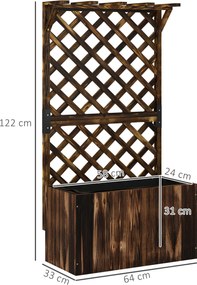 Outsunny Skrzynia uprawna z kratownicą, drewniana skrzynia na kwiaty, ogrodowa kratownica 64 x 33 x 122 cm Opalony | Aosom PL