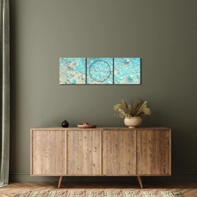 Obraz - Nadmorska atmosfera w turkusowych odcieniach (z zegarem) (90x30 cm)