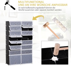 Homcom regał na buty garderoba DIY 16 kostek organizacja przestrzeni czarno-biała 95x37x160cm | Aosom PL