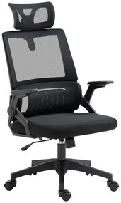 Vinsetto Fotel Biurowy Obrotowy Regulowany z Podparciem Głowy 58x61x119cm Czarny | Aosom PL