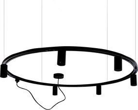 Nowoczesny wiszący system oświetlenia szynowego z 6 czarnymi reflektorami jednofazowymi GU10 50 mm - Iconic Ruby Honey