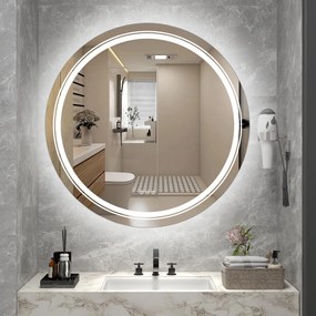 Lustro ścienne łazienkowe, okrągłe 60 cm, podświetlane srebrne DOVER 60