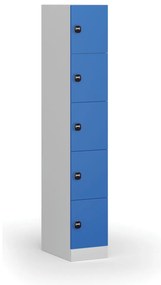 Szafka skrytkowa, 5 schowków, 1850 x 300 x 500 mm, demontaż, zamek RFID, drzwi niebieskie