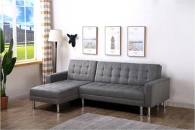Kanapa narożna "Theo" z możliwością zmiany układu (lewostronny lub prawostronny) - Rozkładana - 4 miejsca - Szara