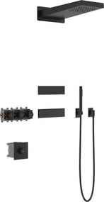 Mexen Fall zestaw prysznicowy podtynkowy, czarny - 7602-04-70