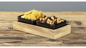 Czarne ceramiczne miski do serwowania z tacą 2 szt. Elo – Wenko