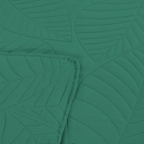 Zielona narzuta na łóżko ze wzorem LEAVES Rozmiar: 220 x 240 cm