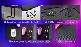 Biurko gamingowe B-216 z oświetleniem LED