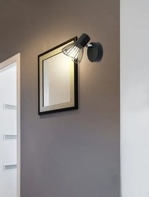 Czarny loftowy kinkiet ścienny z ażurowym kloszem - V169-Merpix