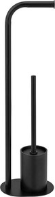 Czarny stalowy stojak na papier toaletowy ze szczotką Levante – Wenko