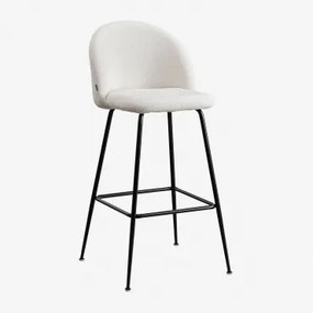Wysoki Stołek Kana Design Z Owczej Skóry Biały & ↑75 Cm & Negro - Sklum
