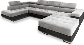 Masseno Narożnik CASONE z funkcją spania i pojemnikiem na pościel, Rozkładana sofa - Jasnoszary, MONOLITH 84 + MONOLITH 95