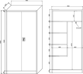 Uniwersalna szafka metalowa, 4 półki, 1950 x 950 x 400 mm, niebieskie drzwi