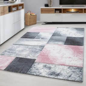 Dywan nowoczesny Hawaii Kwadraty różowo-szare 120 cm x 170 cm