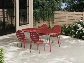 Zestaw 4 krzeseł ogrodowych sztaplowanych z metalu - Terakota - MONTEFARO marki MYLIA