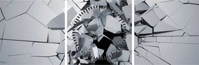 Obraz abstrakcja 3D (z zegarem) (90x30 cm)
