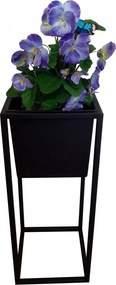 Kwietnik stojący metal LOFT stojak na kwiaty : Kolor Stelaża - Czarny , Rozmiar - 20x20 cm, Wysokość - 50 cm