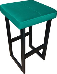 Hoker ALEX krzesło barowe tkanina Welur podstawa metalowa : Kolor Stelaża - Czarny , Kolor tkaniny - VELVET - MG20, Wysokość - 60 cm