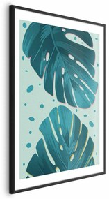 Plakat Zroszone liście 29,7x42 cm z ramą czarną z marginesem ARTGEIST B