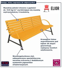 Pomarańczowa ławka z oparciem do ogrodu 150 cm F2-R41