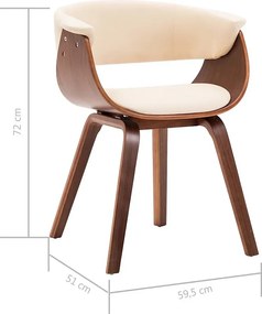 Zestaw 6 krzeseł do jadalni kremowych z giętym drewnem i skórą ekologiczną