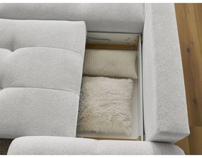 Jasnoszary rozkładany/ze schowkiem narożnik z tkaniny szenilowej (lewostronny/z szezlongiem) Roxelane – Bobochic Paris