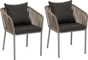 Krzesło ogrodowe MCW-N41 (zestaw 2 sztuk),  szary, ciemnoszara poduszka