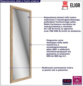 Prostokątne wiszące lustro z ramą w kolorze dębu F1-K10