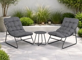 Zestaw mebli ogrodowych na balkon i taras Nivo 065 - 2 fotele i stolik, kolor szary