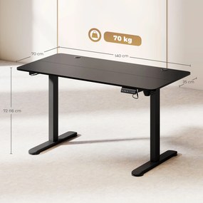 Vinsetto Biurko stojące, regulowane, komputerowe 140 cm x 70 cm x 116 cm, Czarne