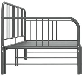 Szare rozkładane metalowe łózko 90x200 cm - Vesmos