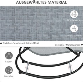 Outsunny Fotel Bujany Ogrodowy Siatka Metal Szary 61x160x79cm Komfortowy i Stylowy | Aosom PL
