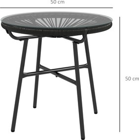 Outsunny Stolik Ogrodowy Boho Czarny 50x50x50cm | Aosom PL
