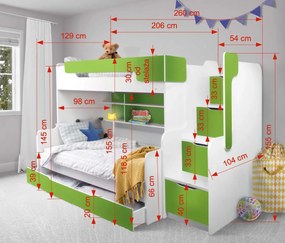Łóżko wielofunkcyjne CISA 200x120 białe/niebieskie  MEBLOBED