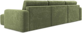 Zielony rozkładany/ze schowkiem narożnik z tkaniny szenilowej (w kształcie litery U) Kona – Makamii
