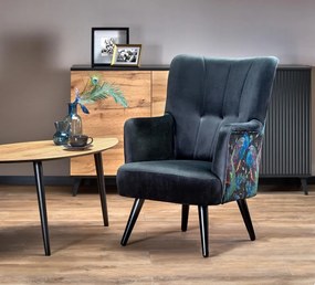 Fotel do salonu PAGONI VELVET czarny HALMAR