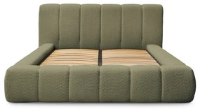 Zielone tapicerowane łóżko dwuosobowe ze schowkiem i stelażem 140x190 cm Denali – Bobochic Paris