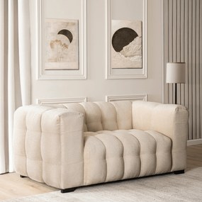 Pikowana sofa do salonu dwuosobowa Moderno 2S, kolor kremowy