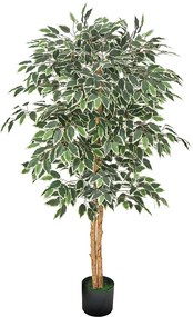 Sztuczne Drzewa SucceBuy 150 cm Sztuczne Drzewo, Dekoracyjna Roślina z PE w Czarnej Doniczce, Realistyczny Pień i Zielone Liście, Sztuczny Fikus do Biura, Salonu