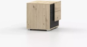 Norven – stolik nocny z dwiema szufladami w kolorze dąb artisan / sosna norweska
