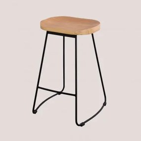 Wysoki Stołek Z Metalu I Drewna Wiązu Neicol Czarna & ↑65 Cm - Sklum