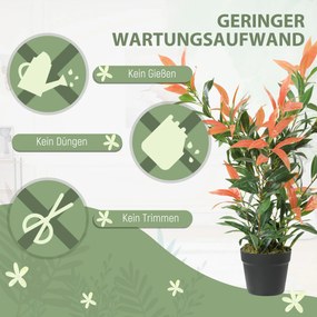 HOMCOM Sztuczna Photinia 90 cm roślina sztuczna z 300 liśćmi, z regulowanymi gałęziami, 45 x 45 x 90 cm, Czerwony+Zielony | Aosom PL